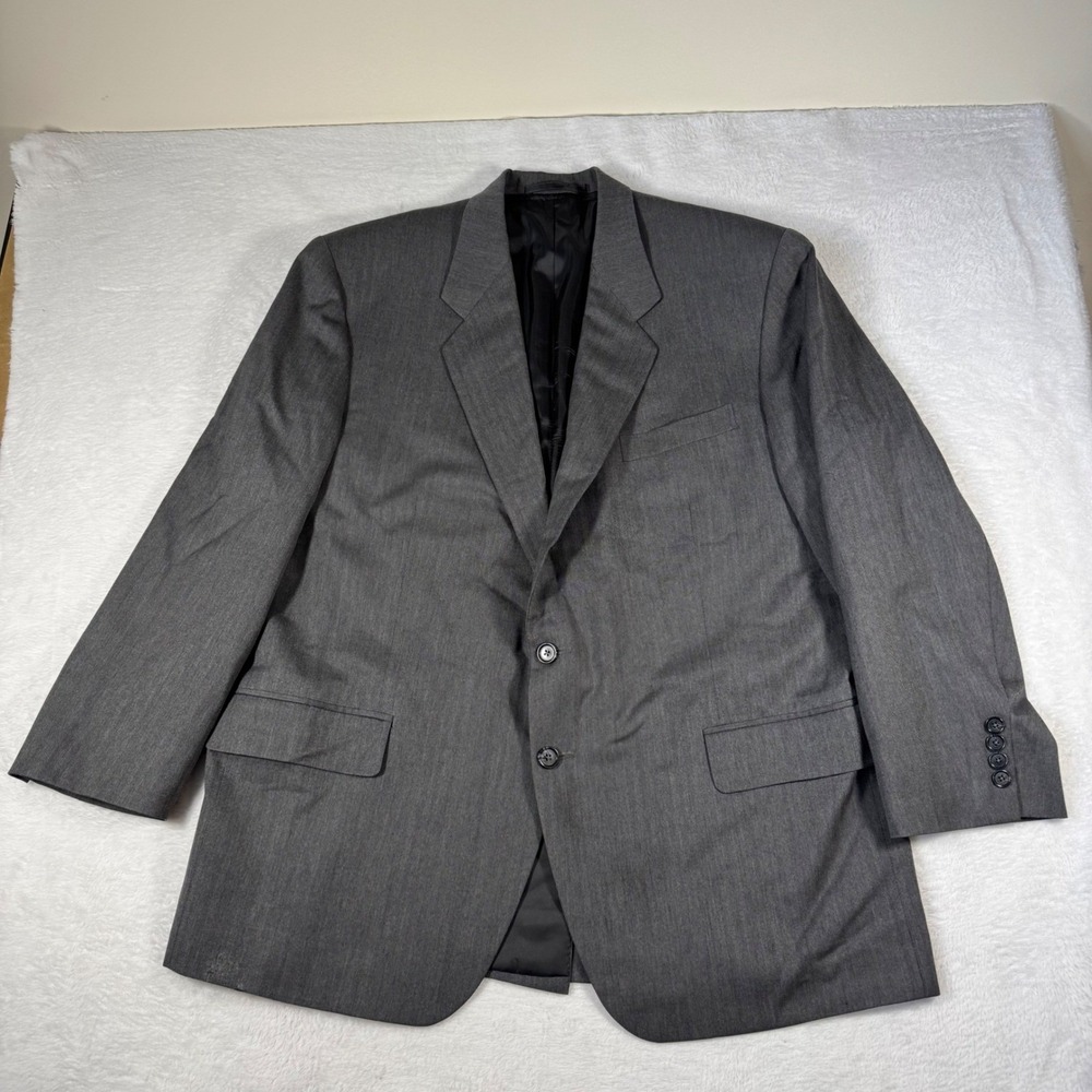 Duru's Custom Grey Herringbone Wool Blazer Men 1993 Vintage Sport Coat 2 Button